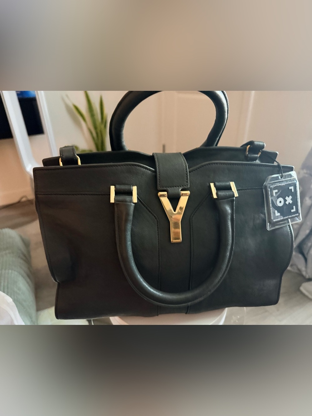 Pre-owned Yves Saint Laurent Black Satchel with Gold Y Hardware